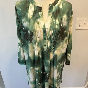 Women's size XL Green Galactic Universe Tunic